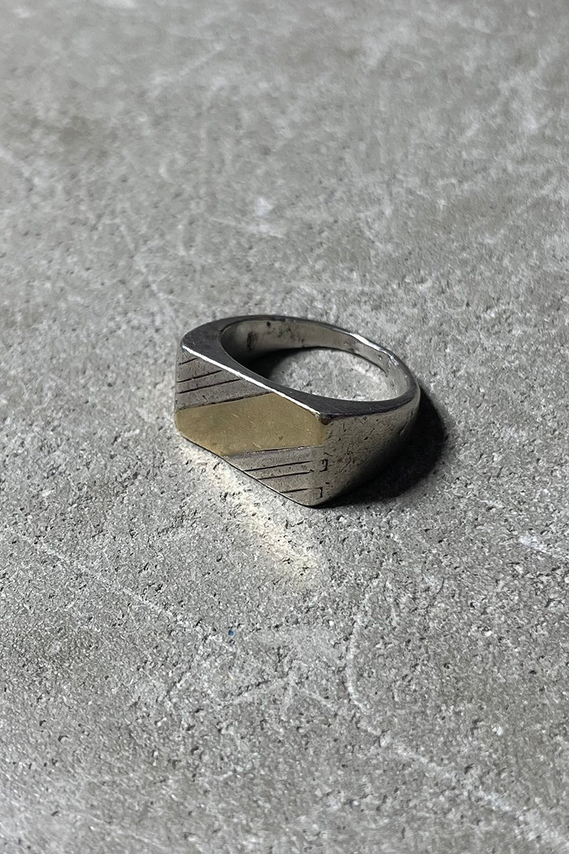925 SILVER RING W/14K GOLD /SILVER [SIZE: 15.5号相当 USED]