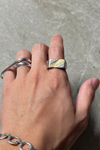 925 SILVER RING W/14K GOLD /SILVER [SIZE: 15.5号相当 USED]