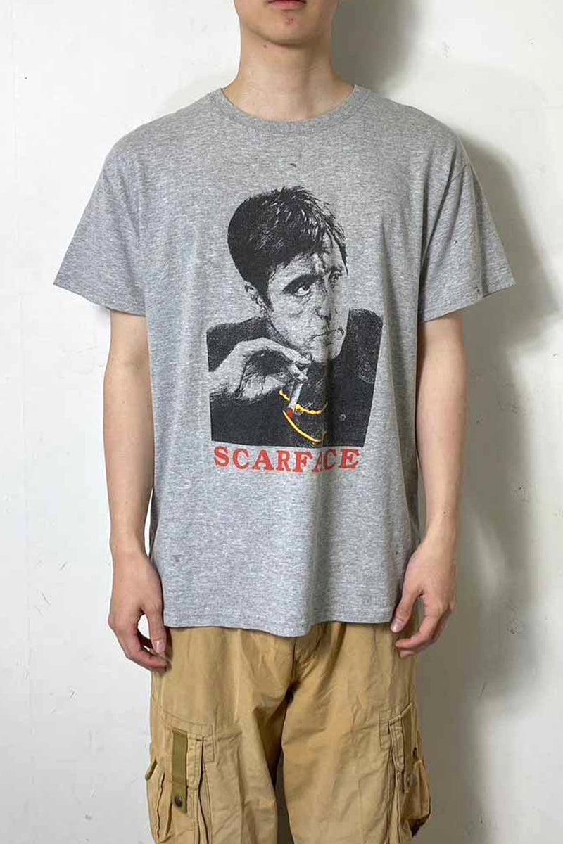 00s SCARFACE PRINT MOVIE T-SHIRT / GRAY [SIZE: L USED]