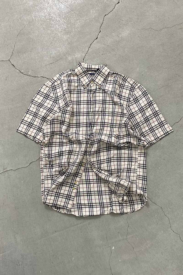 MADE IN ITALY S/S NOVA CHECK SHIRT / BEIGE [SIZE: M USED]