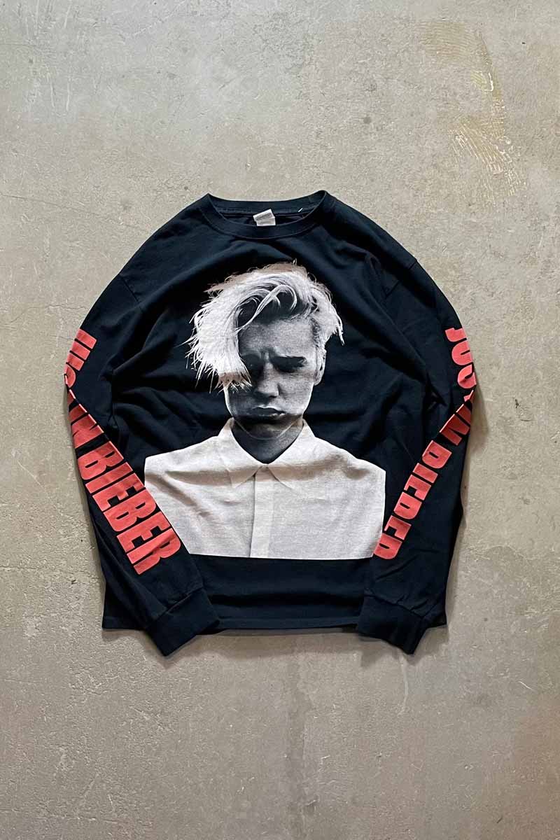 JUSTIN BIEBER L/S TEE SHIRT / BLACK [SIZE: M USED]