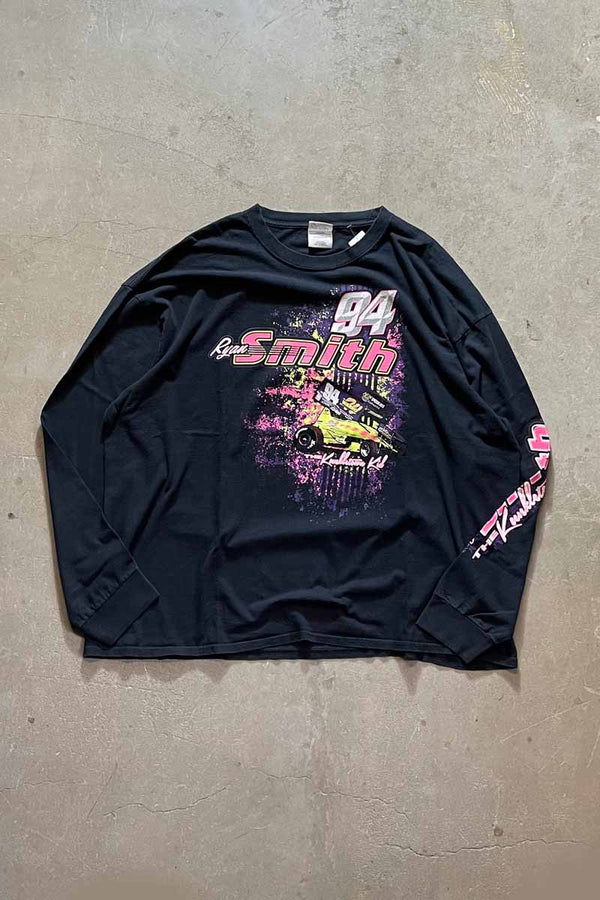 94'S L/S RYAN SMITH PRINT CAR T-SHIRT / BLACK [SIZE: 3XL USED]