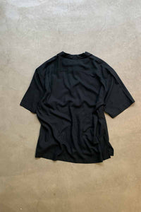 90'S S/S OPEN COLLAR EMBROIDERY SILK SHIRT / BLACK [SIZE: L USED]