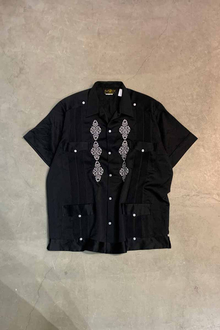 90'S S/S DESIGN CUBA SHIRT / BLACK [SIZE: XL USED]