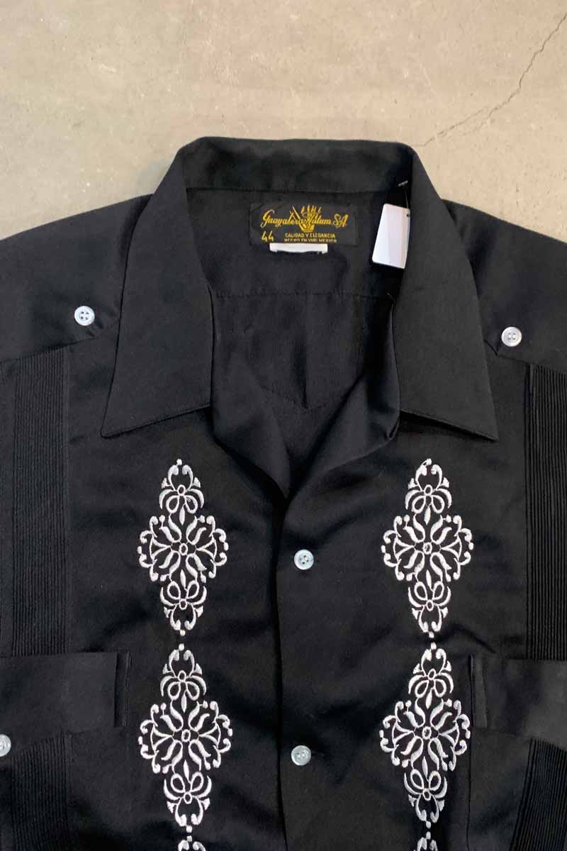 90'S S/S DESIGN CUBA SHIRT / BLACK [SIZE: XL USED]