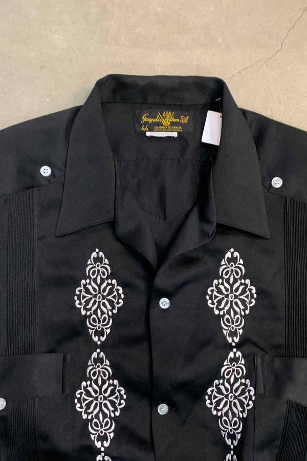 90'S S/S DESIGN CUBA SHIRT / BLACK [SIZE: XL USED]