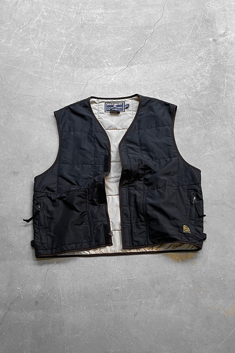 90'S NYLON PUFF VEST / NAVY [SIZE: XL USED]