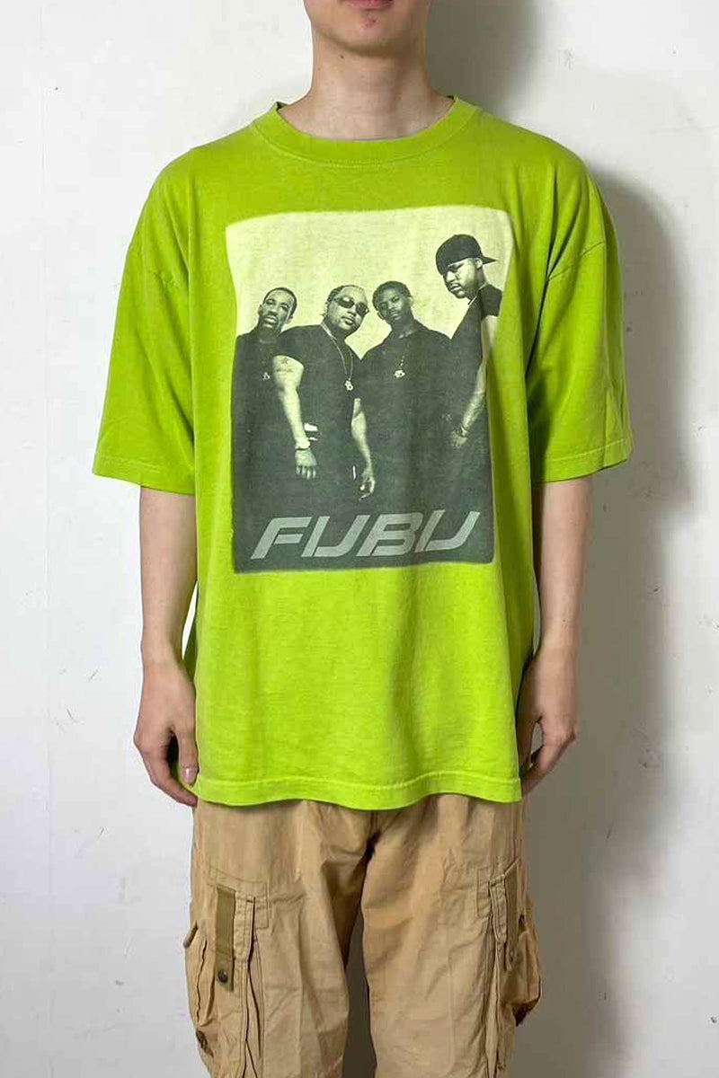 Y2K MADE IN USA EARLY 00'S HIP HOP PRINT T-SHIRT / LIME GREEN [SIZE: 2XL USED]