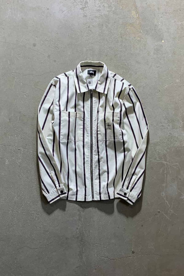 STRIPE ZIP UP JACKET / WHITE [SIZE: M USED]