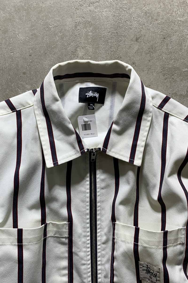 STRIPE ZIP UP JACKET / WHITE [SIZE: M USED]