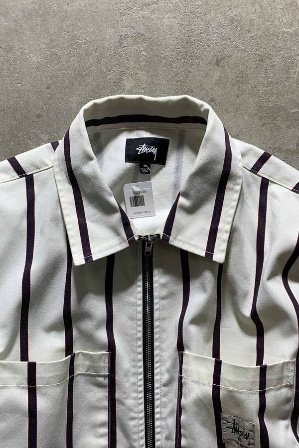 STRIPE ZIP UP JACKET / WHITE [SIZE: M USED]