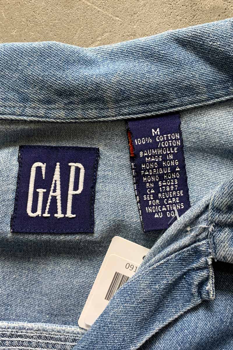 90'S L/S OPEN COLLAR DENIM SHIRT / INDIGO [SIZE: M USED]