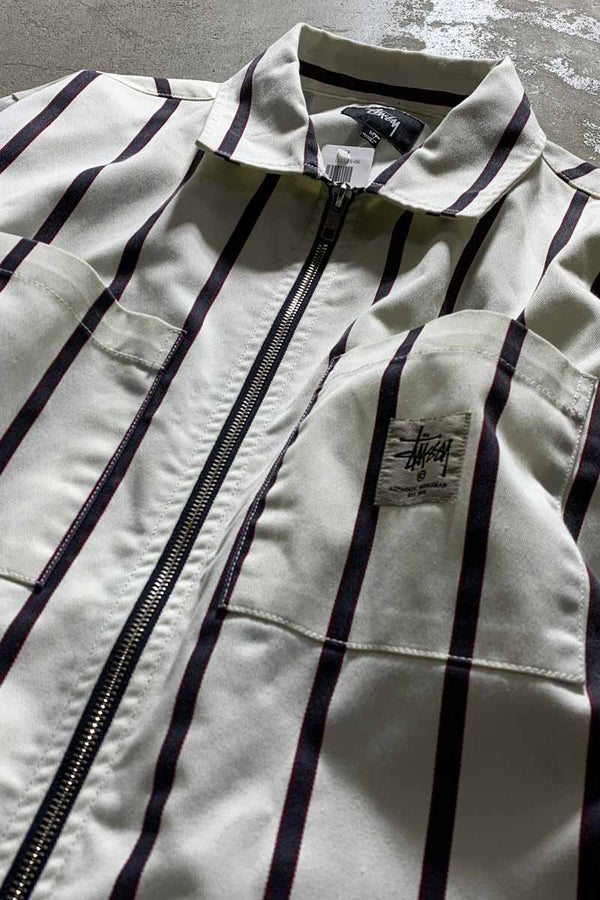 STRIPE ZIP UP JACKET / WHITE [SIZE: M USED]