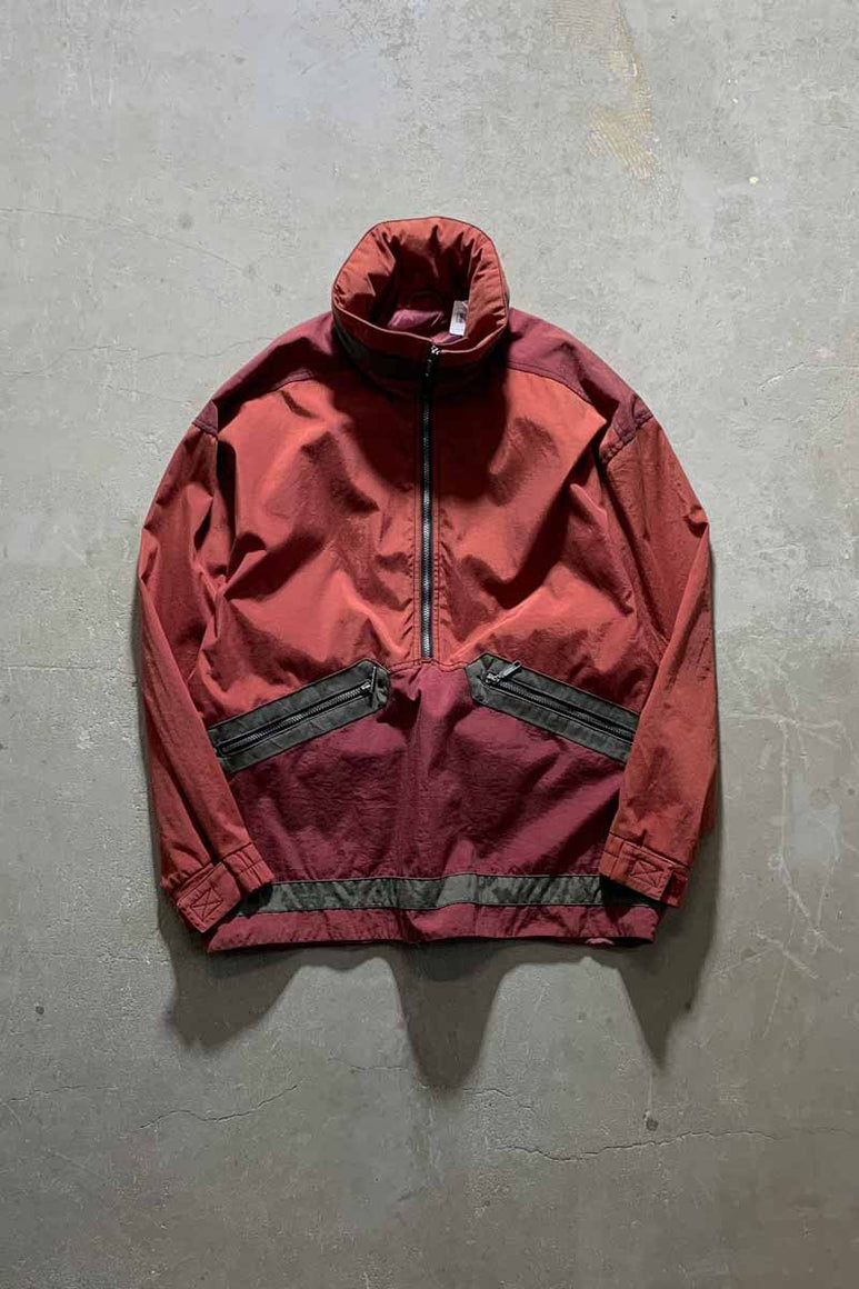 90-00'S HALF-ZIP NYLON JACKET / BURGUNDY  [SIZE: M USED]