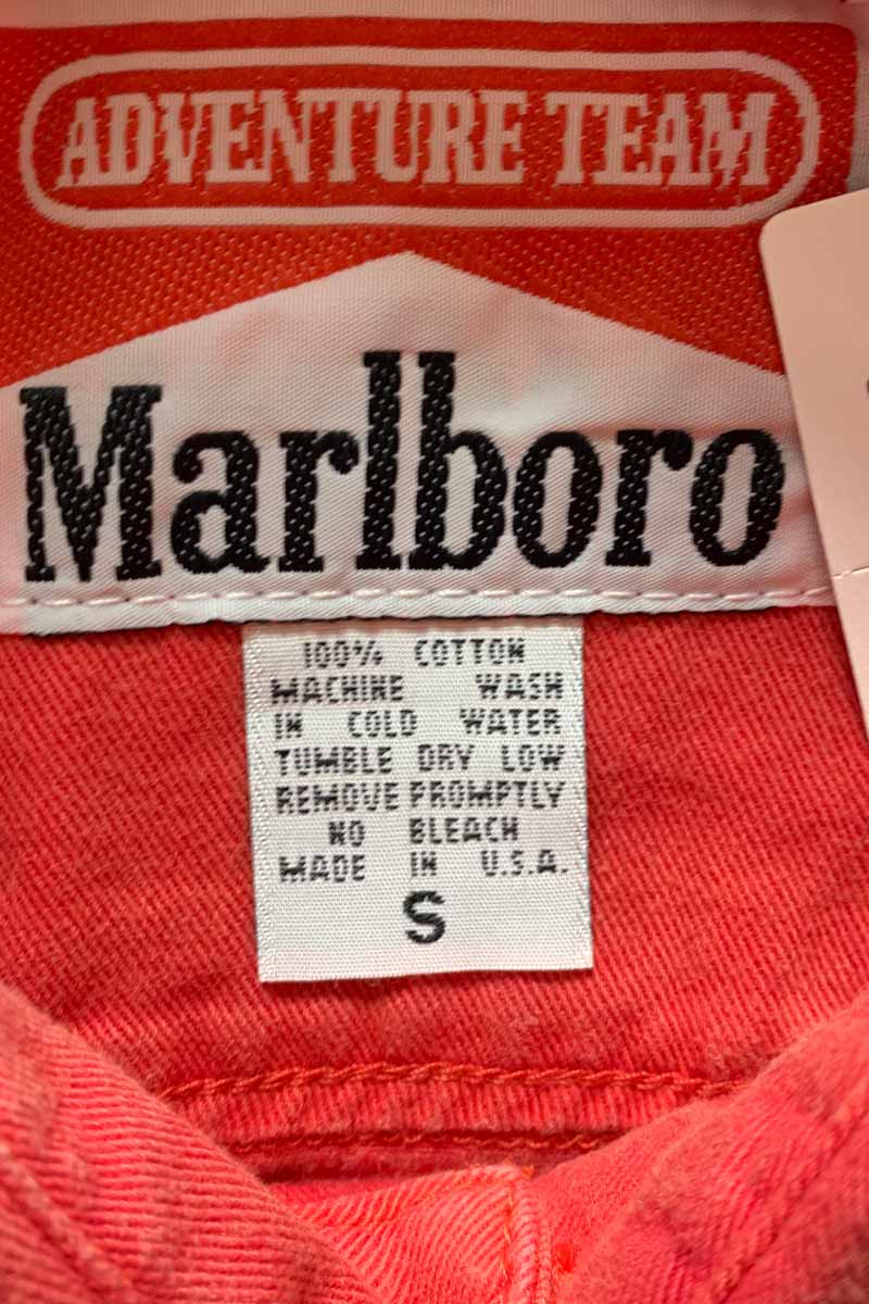 MADE IN USA 90'S L/S WASHED COTTON TWILL SHIRT / RED [SIZE: S DEADSTOCK/NOS]