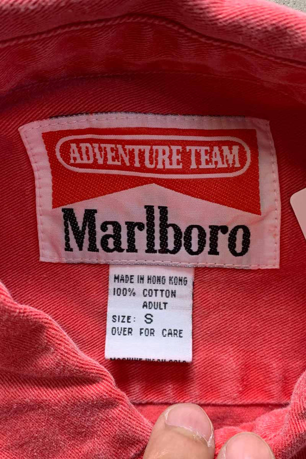 MADE IN USA 90'S L/S WASHED COTTON TWILL SHIRT / RED [SIZE: S DEADSTOCK/NOS]