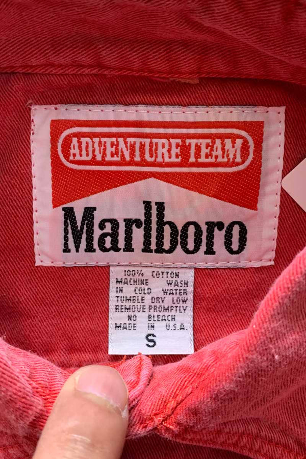 MADE IN USA 90'S L/S WASHED COTTON TWILL SHIRT / RED [SIZE: S DEADSTOCK/NOS]