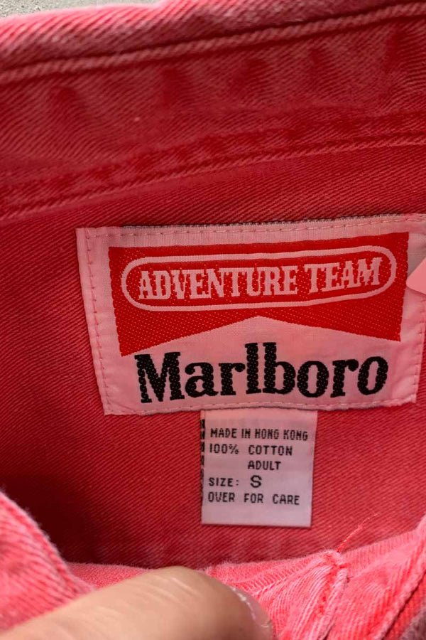 MADE IN USA 90'S L/S WASHED COTTON TWILL SHIRT / RED [SIZE: S DEADSTOCK/NOS]