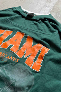 MADE IN USA DOCKING L/S NFL MIAMI HURRICANES PRINT SPORTS T-SHIRT / MULTI [SIZE: XL USED]