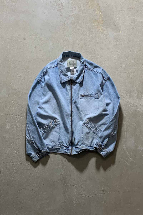 90'S SILVER TAB ZIP UP DENIM JACKET / LIGHT BLUE [SIZE: XL USED]