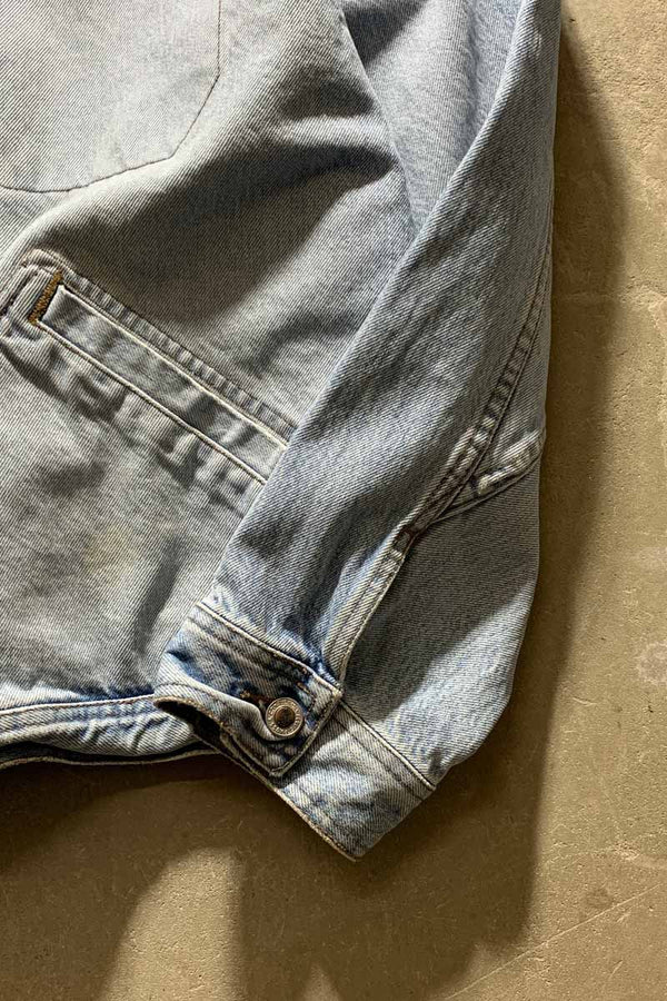 90'S SILVER TAB ZIP UP DENIM JACKET / LIGHT BLUE [SIZE: XL USED]