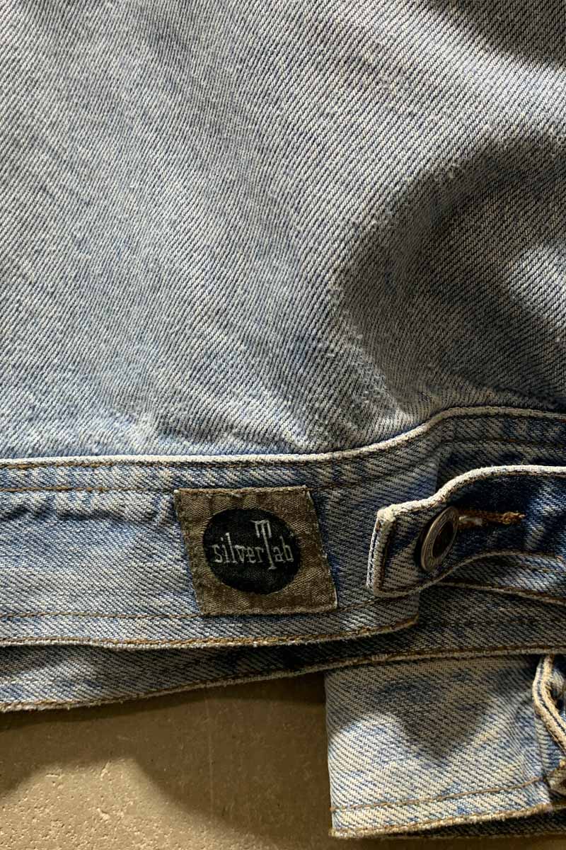 90'S SILVER TAB ZIP UP DENIM JACKET / LIGHT BLUE [SIZE: XL USED]