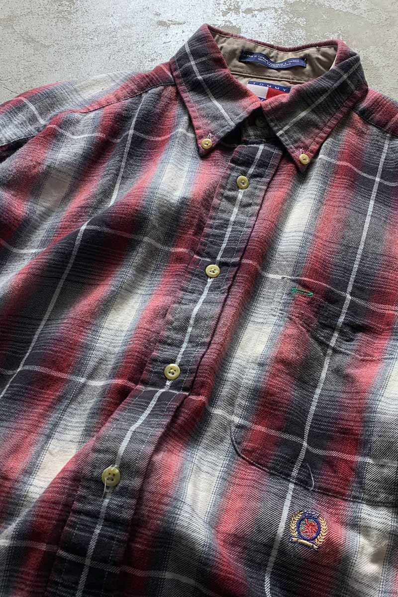 90'S L/S B.D COTTON CHECK SHIRT / MULTI [SIZE: M USED]