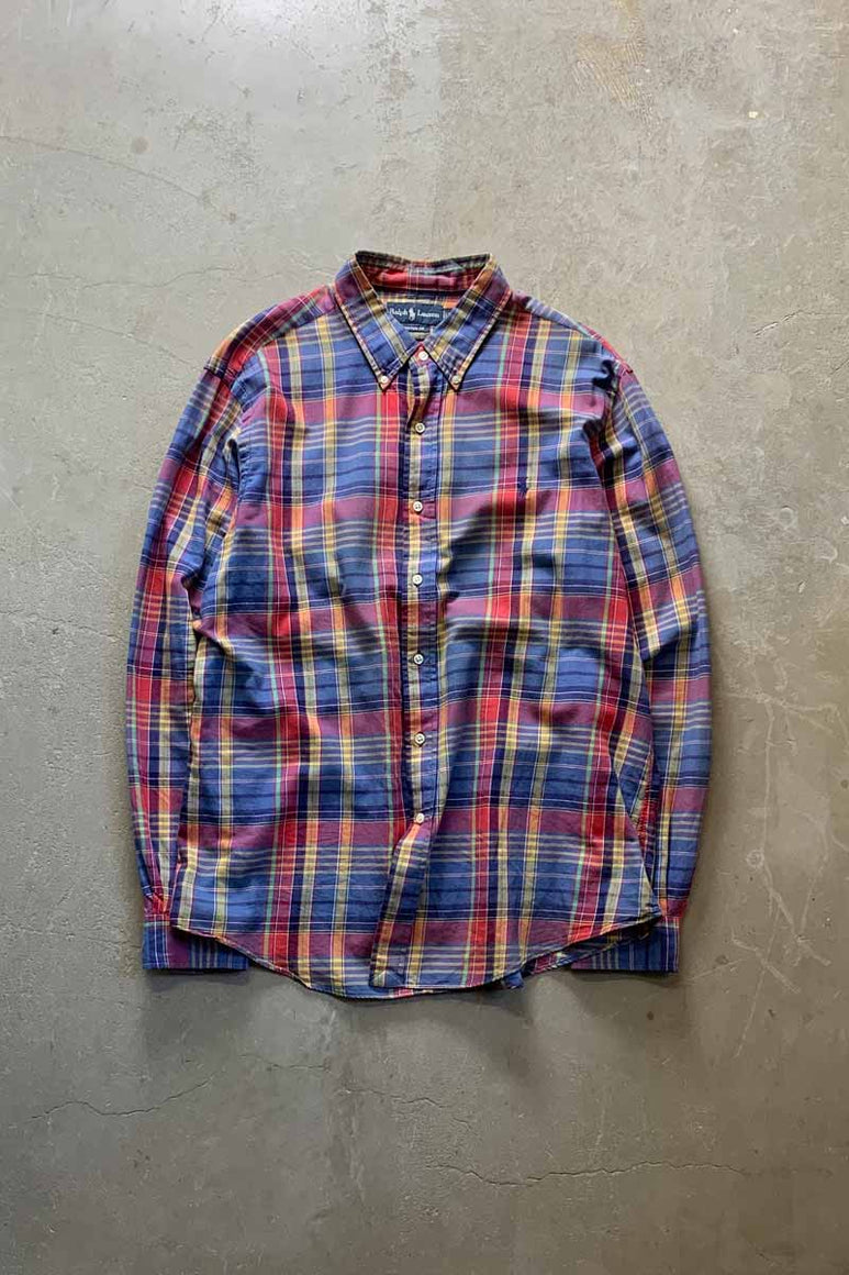 90'S L/S B.D CHECK SHIRT / MULTI [SIZE: XL USED]