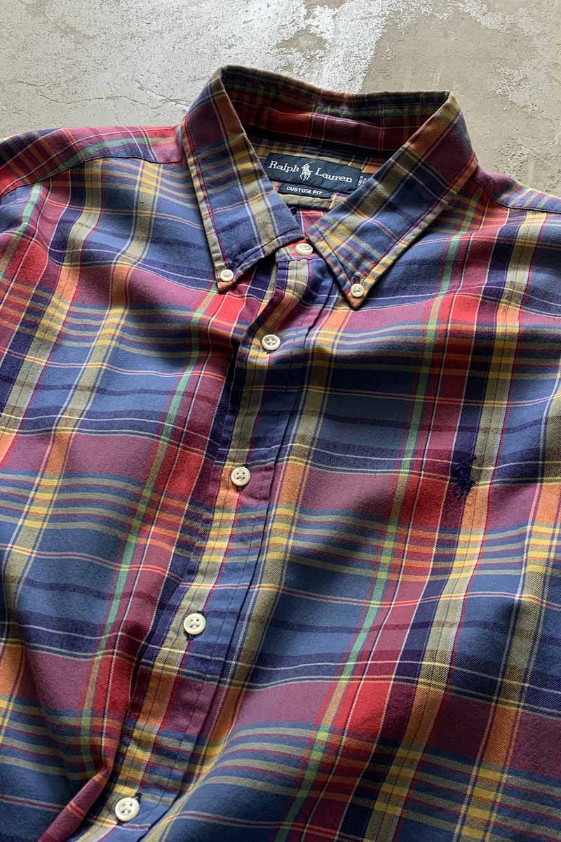 90'S L/S B.D CHECK SHIRT / MULTI [SIZE: XL USED]