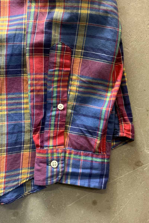 90'S L/S B.D CHECK SHIRT / MULTI [SIZE: XL USED]