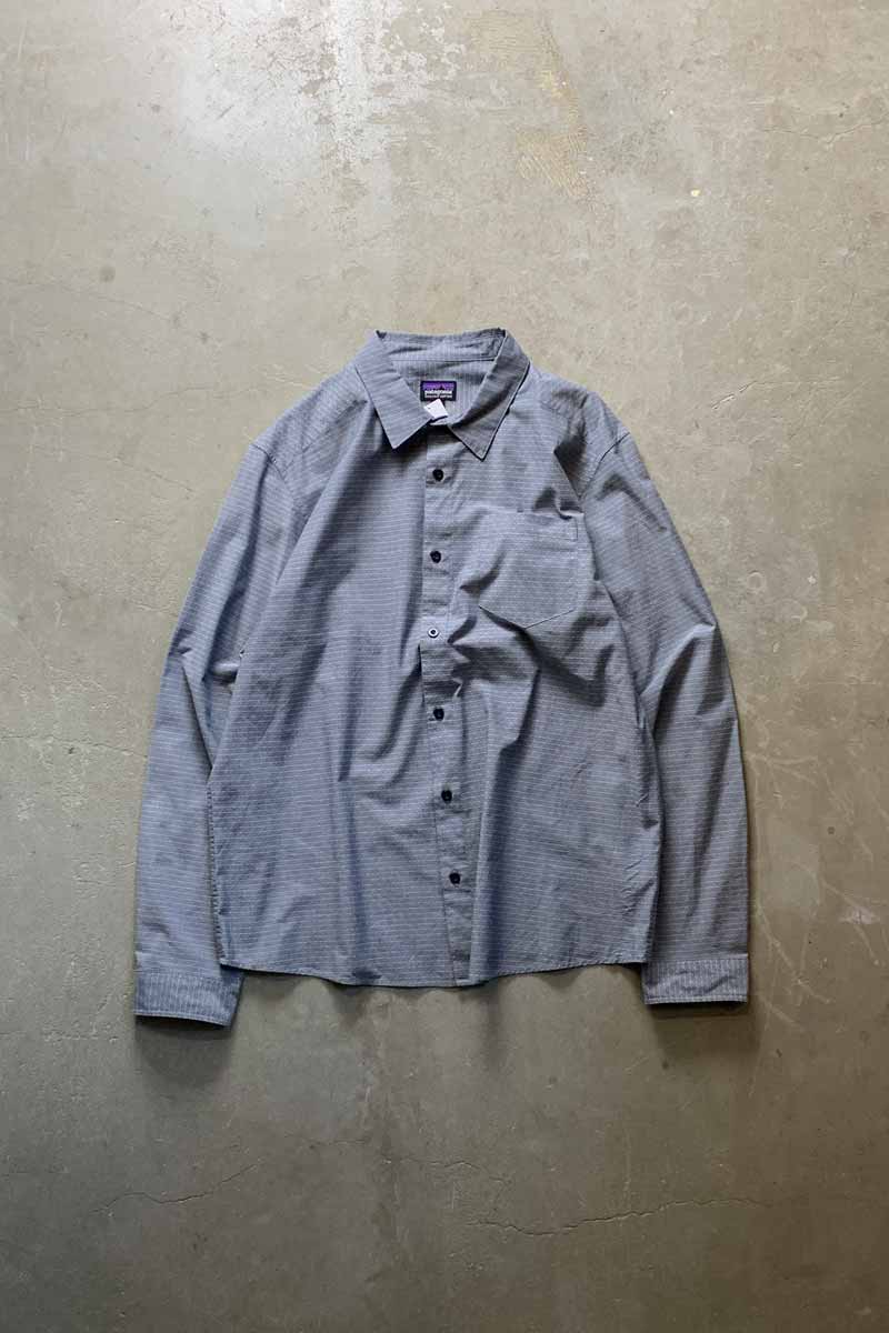 L/S GEOMETRIC PATTERN ORGANIC COTTON SHIRT / GRAY [SIZE: L USED]