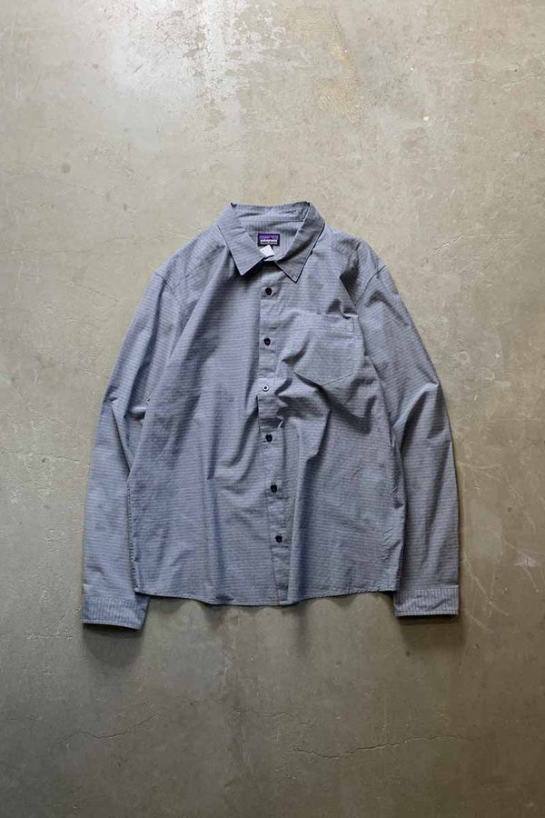 L/S GEOMETRIC PATTERN ORGANIC COTTON SHIRT / GRAY [SIZE: L USED]