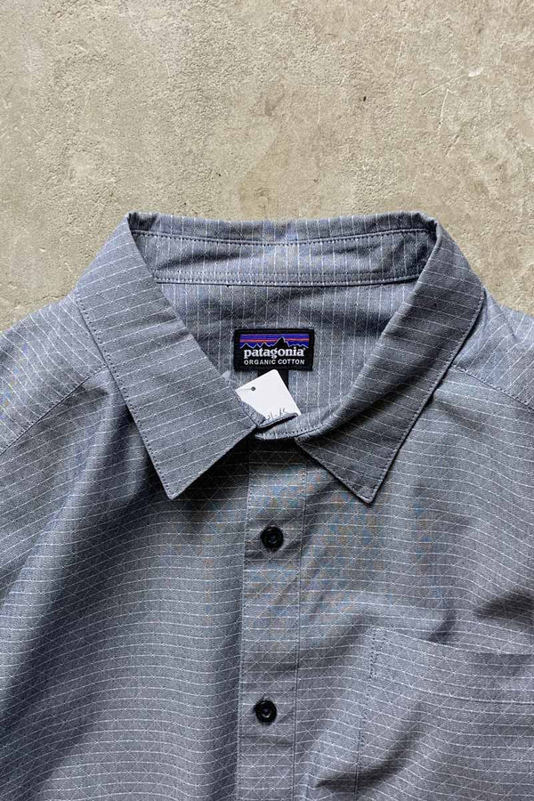 L/S GEOMETRIC PATTERN ORGANIC COTTON SHIRT / GRAY [SIZE: L USED]