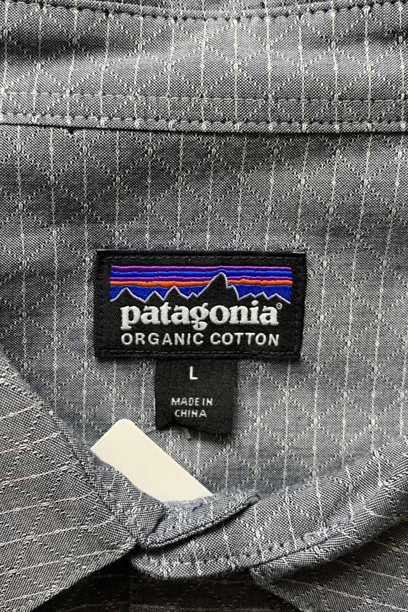 L/S GEOMETRIC PATTERN ORGANIC COTTON SHIRT / GRAY [SIZE: L USED]