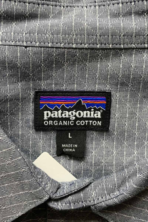 L/S GEOMETRIC PATTERN ORGANIC COTTON SHIRT / GRAY [SIZE: L USED]