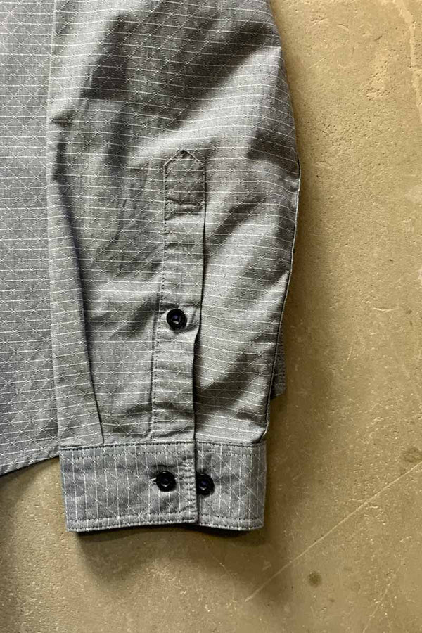 L/S GEOMETRIC PATTERN ORGANIC COTTON SHIRT / GRAY [SIZE: L USED]