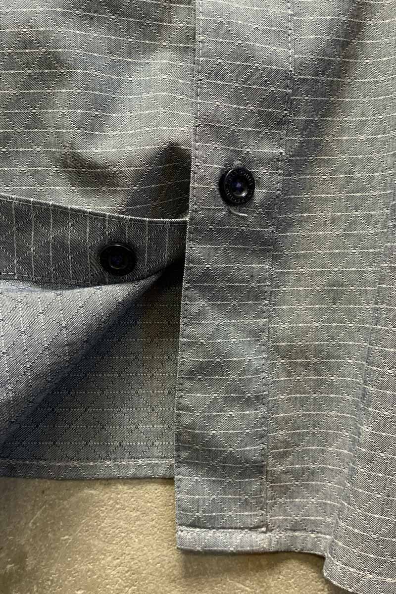 L/S GEOMETRIC PATTERN ORGANIC COTTON SHIRT / GRAY [SIZE: L USED]