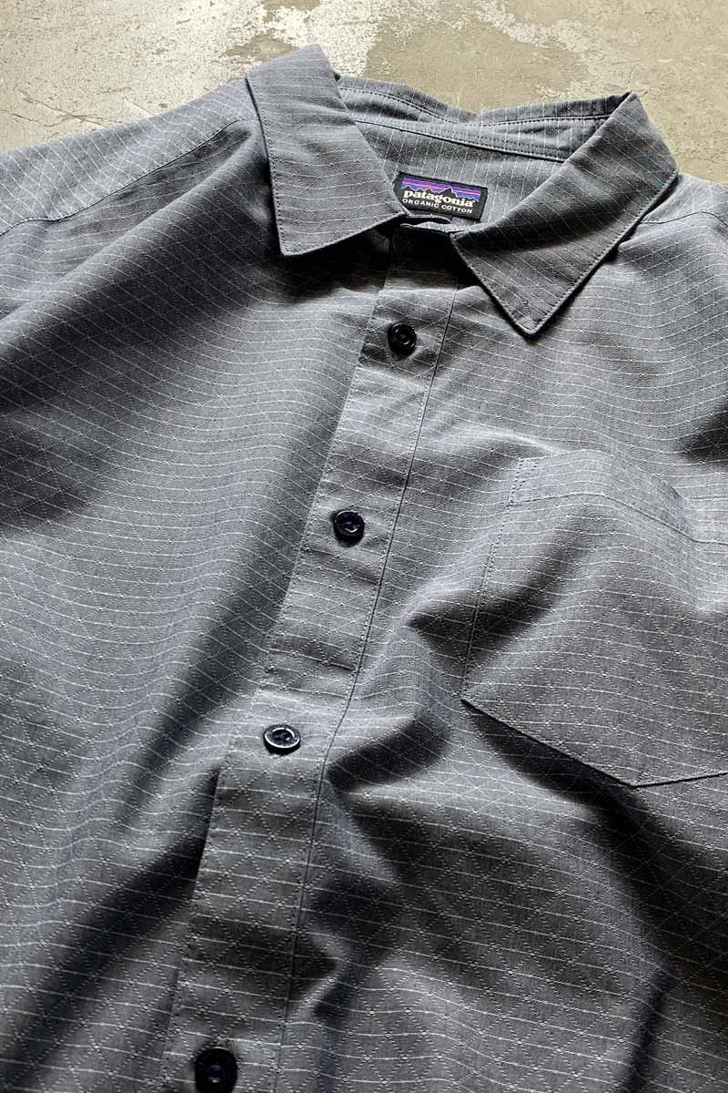 L/S GEOMETRIC PATTERN ORGANIC COTTON SHIRT / GRAY [SIZE: L USED]