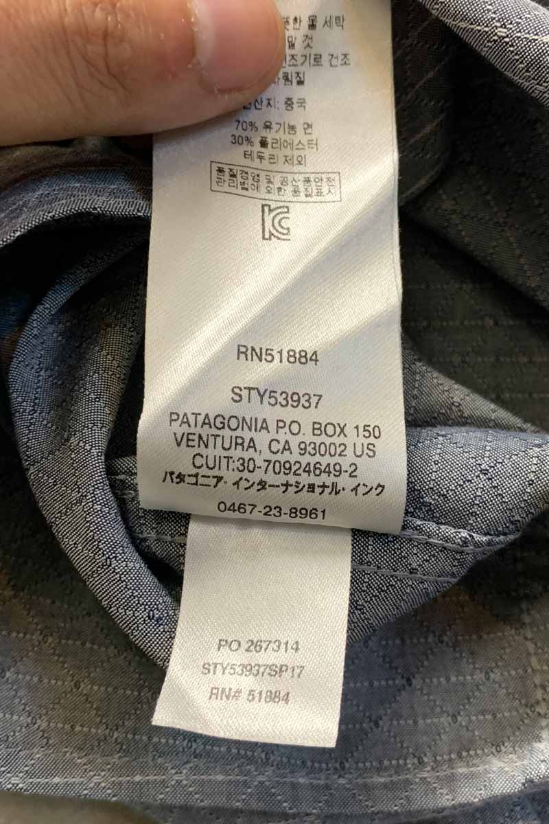 L/S GEOMETRIC PATTERN ORGANIC COTTON SHIRT / GRAY [SIZE: L USED]