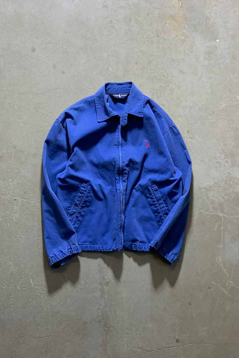 80-90'S COTTON ZIP UP JACKET / BLUE [SIZE: S USED]