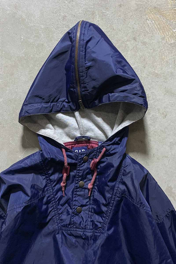 90s HALF-ZIP NYLON MOUNTAIN PARKA / NAVY [SIZE: S USED]