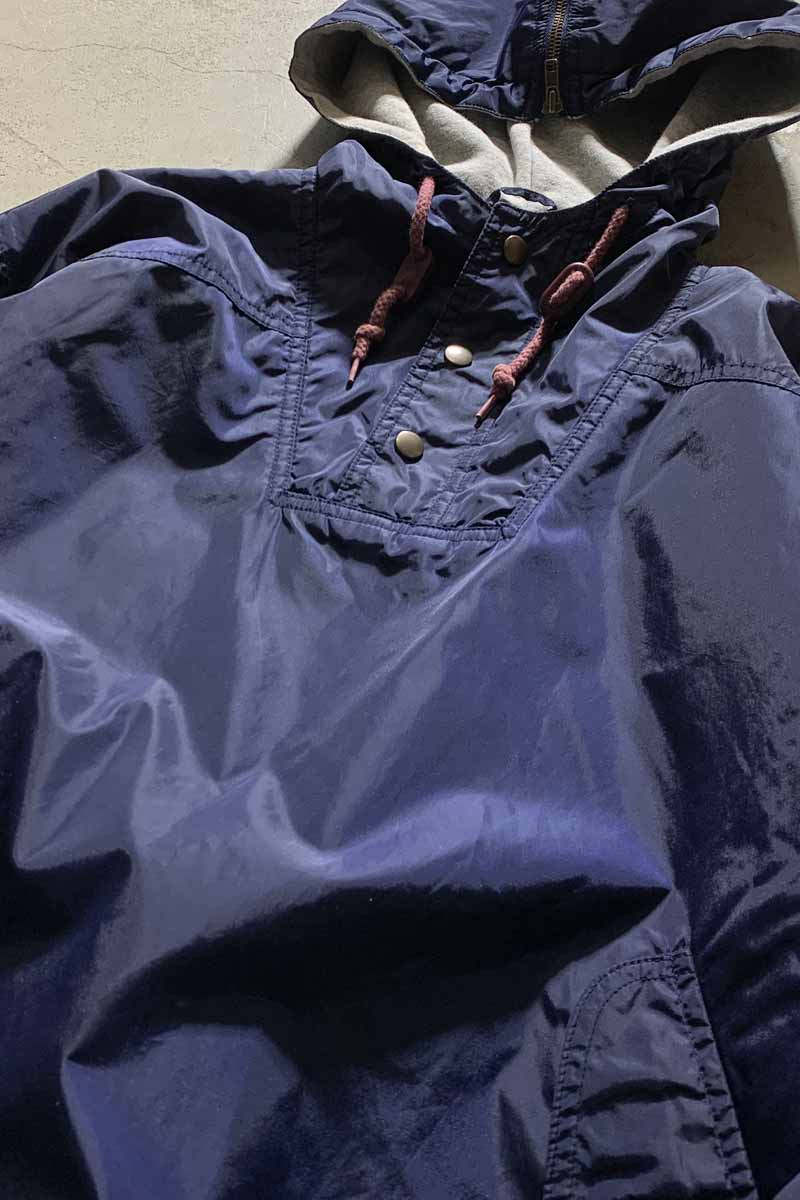 90s HALF-ZIP NYLON MOUNTAIN PARKA / NAVY [SIZE: S USED]