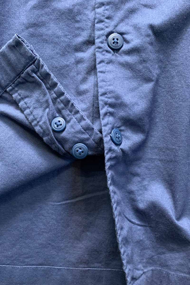 90'S L/S OPEN COLLAR EMBROIDERY DESIGN SHIRT / NAVY [SIZE: L DEADSTOCK/NOS]
