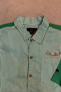 S/S BEACH CLUB COLLECTION STRIPE SHIRT / GREEN [SIZE: L USED]
