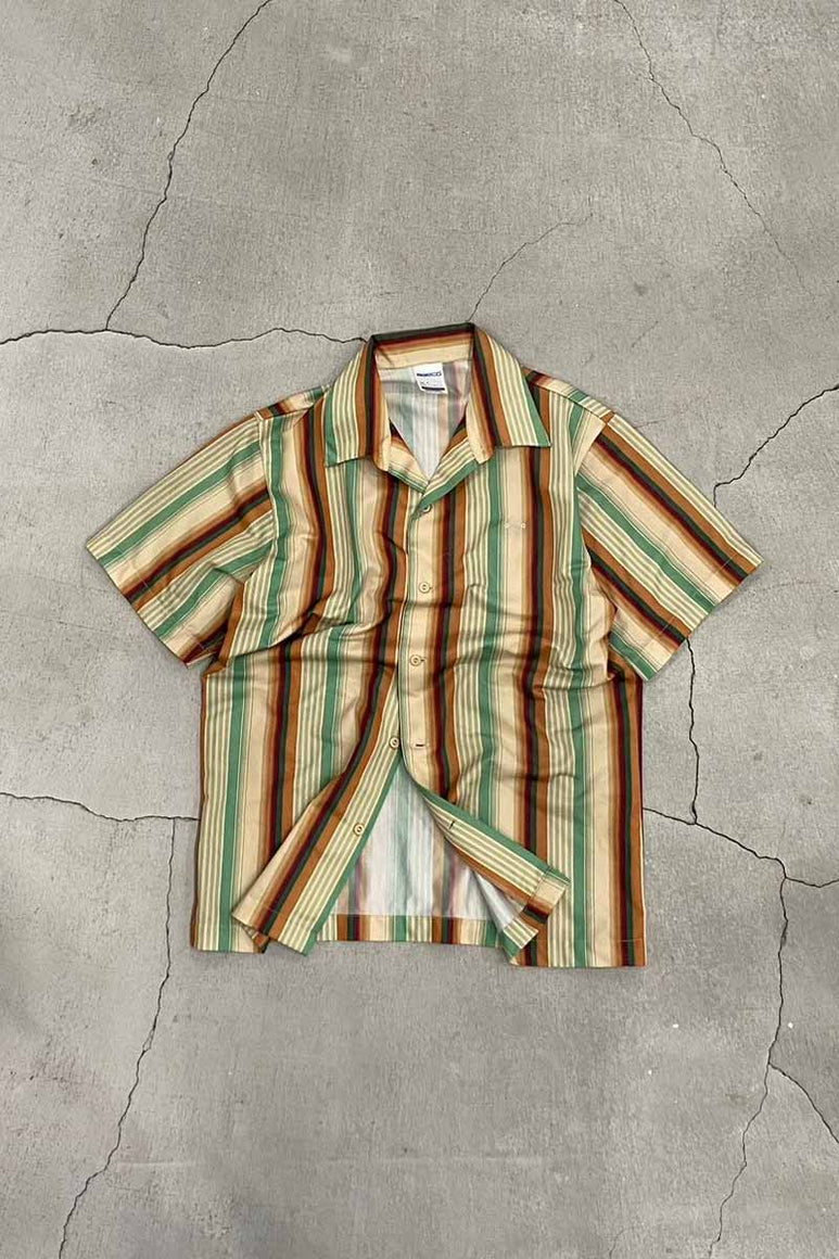 MADE IN MEXICO 90S/S STRIPE POLY SHIRT / MULTI [SIZE: M USED]