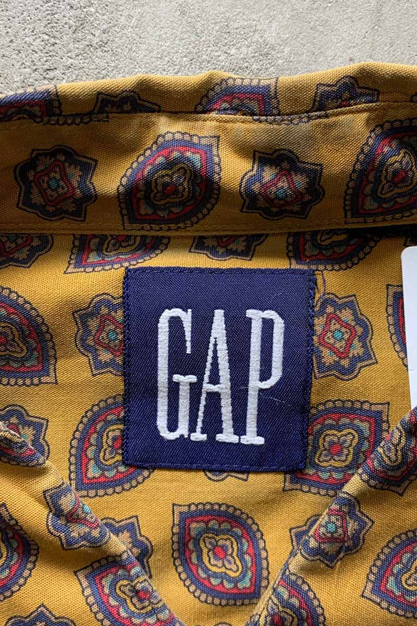 88'S-90'S L/S PAISLEY PATTERN SHIRT / MUSTARD [SIZE: M USED]