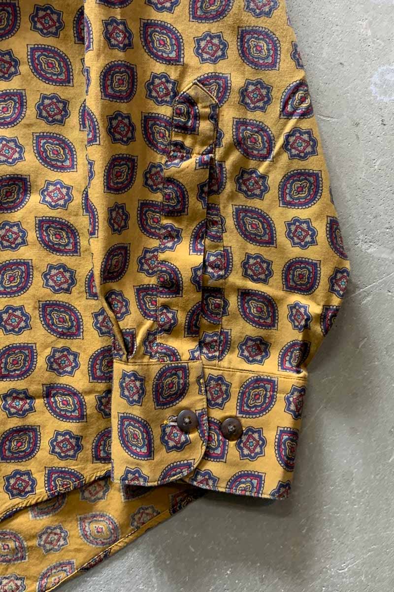 88'S-90'S L/S PAISLEY PATTERN SHIRT / MUSTARD [SIZE: M USED]