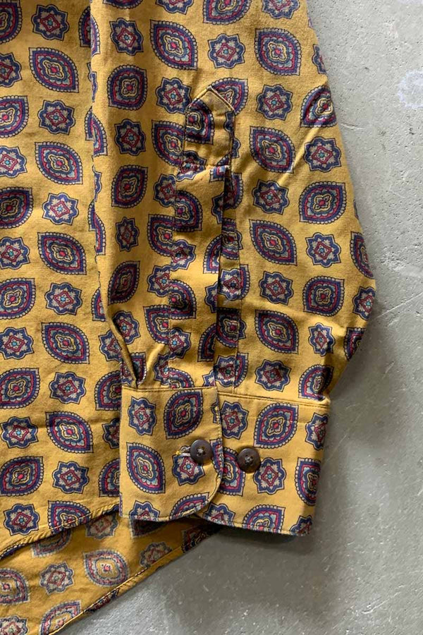 88'S-90'S L/S PAISLEY PATTERN SHIRT / MUSTARD [SIZE: M USED]