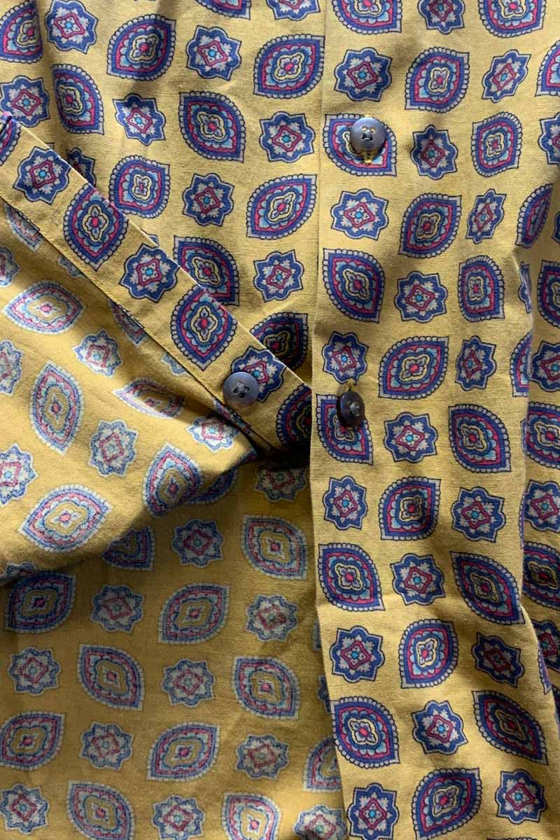 88'S-90'S L/S PAISLEY PATTERN SHIRT / MUSTARD [SIZE: M USED]