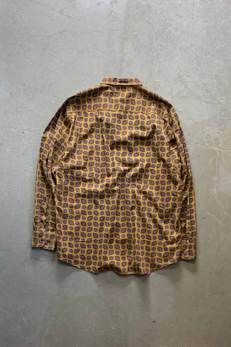88'S-90'S L/S PAISLEY PATTERN SHIRT / MUSTARD [SIZE: M USED]